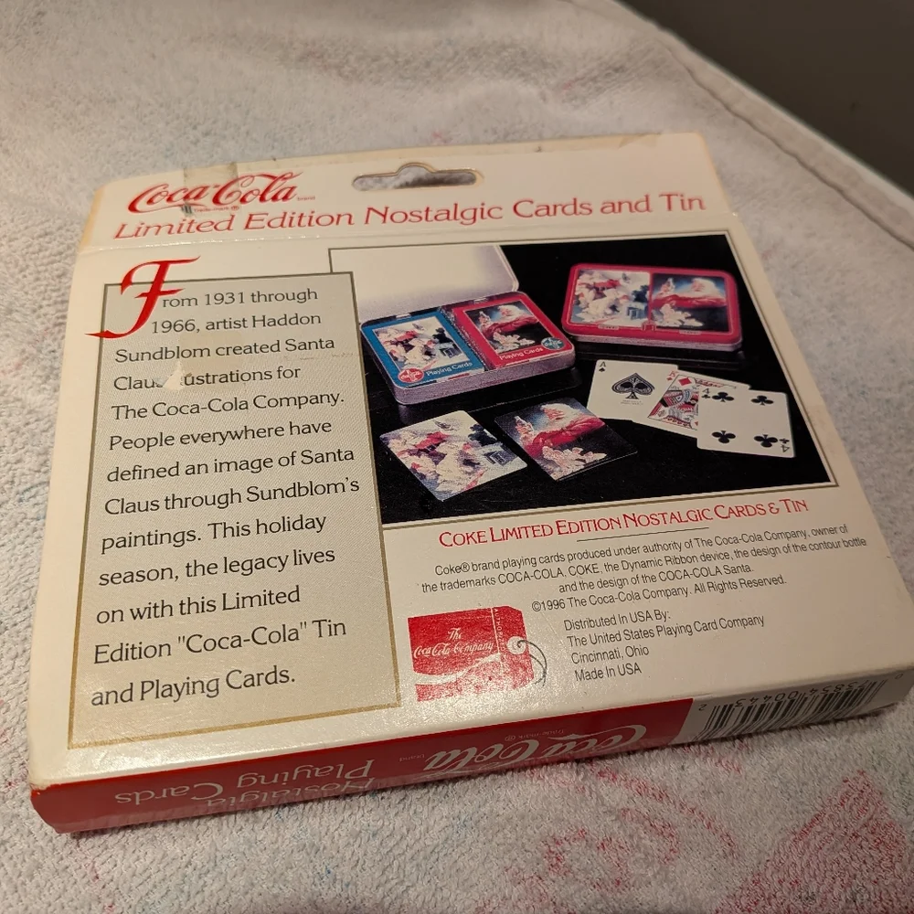 Vtg Coca-Cola Playing Cards Limited 2 Decks Collecible Tin 1996 NOS Christmas - Picture 2 of 5